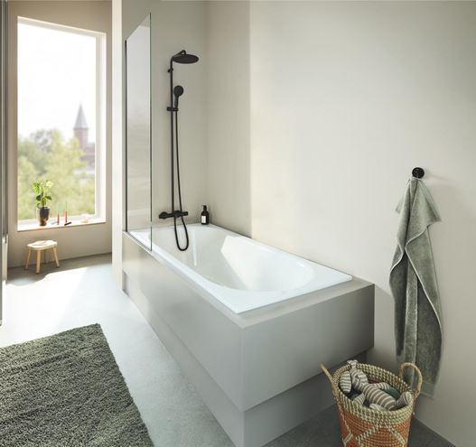 GROHE TEMPESTA SYSTEM 250 vanová termostatická baterie, s horní a ruční sprchou se 2 proudy, Water Saving, matná černá  266722431 Obrázek - fotka
