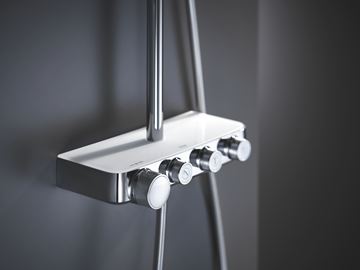 GROHE EUPHORIA SMARTCONTROL SYSTEM 310 CUBE DUO sprchový set s termostatickou baterií, horní sprcha se 2 proudy, ruční sprcha, tyč, hadice, měsíční bílá 26508LS0 Obrázek - fotka