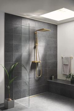 GROHE EUPHORIA SMARTCONTROL SYSTEM 310 CUBE DUO sprchový set s termostatickou baterií, horní sprcha se 2 proudy, Water Saving, ruční sprcha, tyč, hadice, cool sunrise 26508GL0 Obrázek - fotka