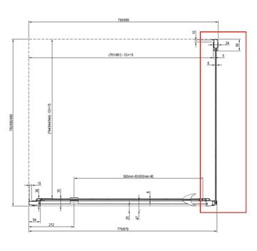 RAVAK PIVOT PPS 90 boční stěna 90x190 cm, bílá/čiré sklo 90G70100Z1 Technický nákres