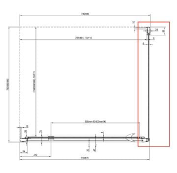 RAVAK PIVOT PPS 90 boční stěna 90x190 cm, satin/čiré sklo 90G70U00Z1 Technický nákres