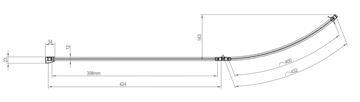 RAVAK ROSA VSK2 140 L vanová zástěna 90,5x150 cm, levá, skládací, bílá/plast rain 76L7010041 Technický nákres