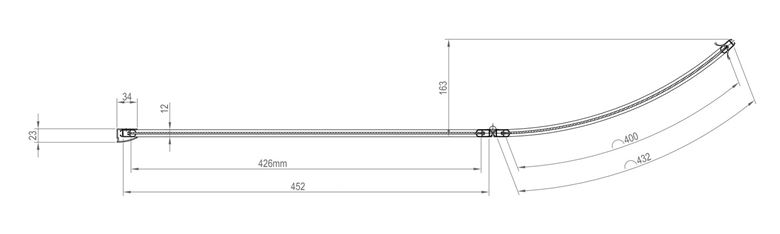 RAVAK ROSA VSK2 150 L vanová zástěna 93,5x150 cm, levá, skládací, bílá/plast rain 76L8010041 Technický nákres