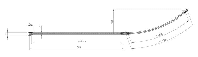 RAVAK ROSA VSK2 160 P vanová zástěna 99x150 cm, pravá, skládací, bílá/sklo transparent 76P90100Z1 Technický nákres