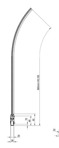 RAVAK ROSA CVSK1 140/150 L vanová zástěna 85x150 cm, levá, lítací, bright alu/sklo transparent 7QLM0C00Y1 Technický nákres