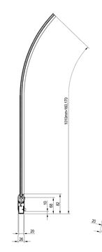 RAVAK ROSA CVSK1 160/170 P vanová zástěna 100x150 cm, pravá, lítací, satin/sklo transparent 7QRS0U00Y1 Technický nákres