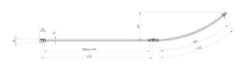 RAVAK ROSA VSK2 140 L vanová zástěna 90,5x150 cm, levá, skládací, bílá/sklo transparent 76L70100Z1 Technický nákres