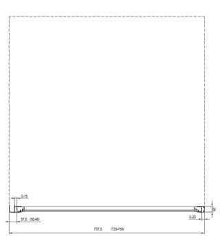 RAVAK SUPERNOVA APSS 75 boční stěna 75x198 cm, bílá/čiré sklo 940301R2Z1 Technický nákres