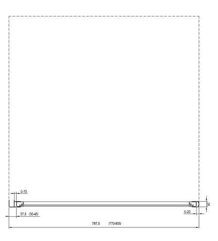 RAVAK SUPERNOVA APSS 80 boční stěna 80x198 cm, černá/grape sklo 940403R2ZG Technický nákres