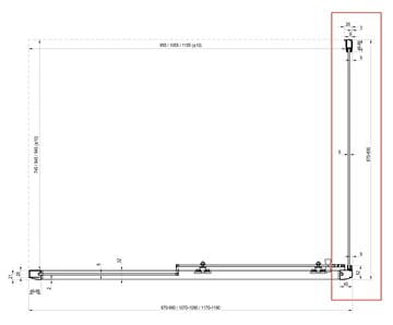 RAVAK BLIX BLPS 90 boční stěna 90x190 cm, bílá/sklo grape 9BH70100ZG Technický nákres