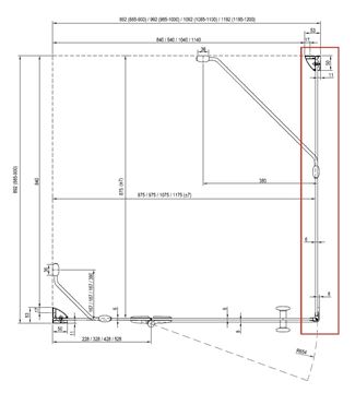 RAVAK SMARTLINE SMPS 90 L boční stěna 90x190 cm, chrom/čiré sklo 9SL70A00Z1 Technický nákres