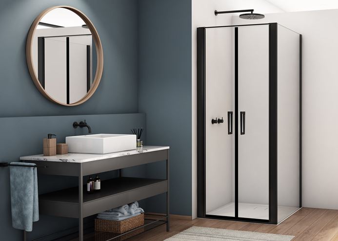 RONAL DIVERA D22T2 sprchové dveře 90x200 cm, lítací, matná černá/čiré sklo D22T2 090 06 07 Obrázek - fotka