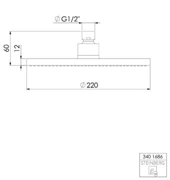 STEINBERG 340 horní sprcha pr. 220 mm, matná černá 340 1686 S Technický nákres