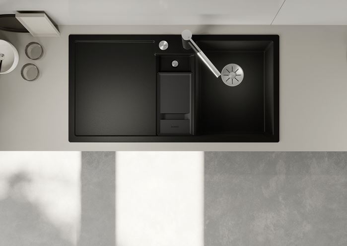 BLANCO COLLECTIS 6 S granitový dřez 1000x510 mm, 2 otvory, excentrické ovládání, vanička, odkapávač vlevo, černá  525866 Obrázek - fotka