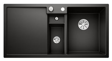 BLANCO COLLECTIS 6 S granitový dřez 1000x510 mm, 2 otvory, excentrické ovládání, vanička, odkapávač vlevo, černá 