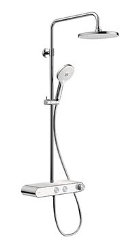 DURAVIT sprchový set s termostatickou baterií, horní sprcha, ruční sprcha se 3 proudy, teleskopická tyč, hadice, chrom/lesklá bílá