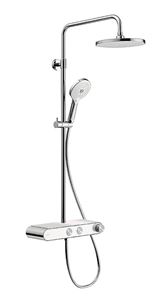 DURAVIT sprchový set s termostatickou baterií, horní sprcha, ruční sprcha se 3 proudy, teleskopická tyč, hadice, chrom/lesklá bílá