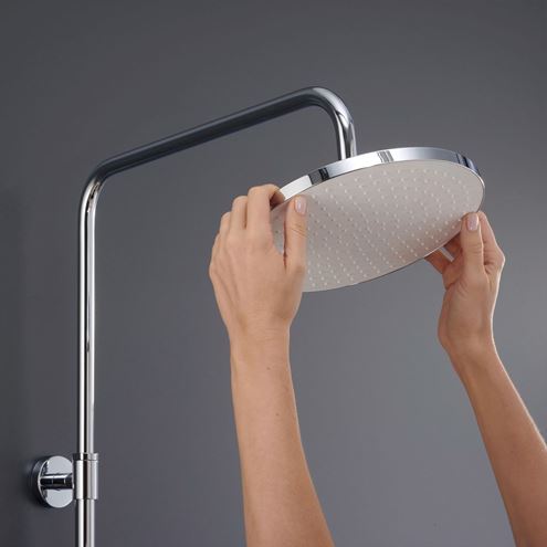 DURAVIT sprchový set s termostatickou baterií, horní sprcha, ruční sprcha se 3 proudy, teleskopická tyč, hadice, chrom/lesklá bílá TH4380008005 Obrázek - fotka