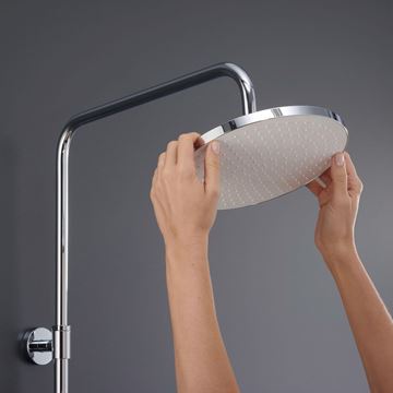 DURAVIT sprchový set s termostatickou baterií, horní sprcha, ruční sprcha se 3 proudy, teleskopická tyč, hadice, chrom/lesklá bílá TH4380008005 Obrázek - fotka