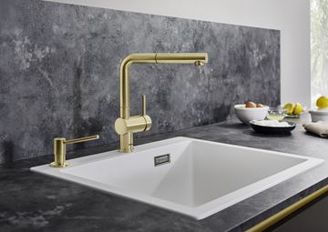 BLANCO LINUS-S dřezová baterie, s vytahovací koncovkou, saténově zlatá 526684 Obrázek - fotka