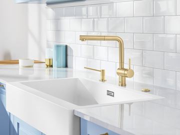 BLANCO LINUS-S dřezová baterie, s vytahovací koncovkou, saténově zlatá 526684 Obrázek - fotka