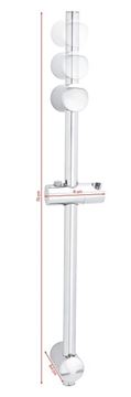 TESA SPAA sprchová tyč 705 mm s držákem ruční sprchy, chrom 40341-00000-00 Technický nákres