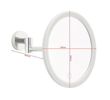 TESA VISIOON kosmetické zrcátko 180 mm, zvětšovací, s osvětlením, chrom 40613-00000-00 Technický nákres