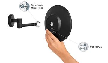 TESA VISIOON kosmetické zrcátko 180 mm, zvětšovací, s osvětlením, černá 40612-00000-00 Obrázek - fotka