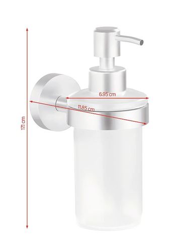 TESA MOON dávkovač tekutého mýdla 200 ml, nástěnný, sklo, nerez ocel 40633-00000-00 Technický nákres