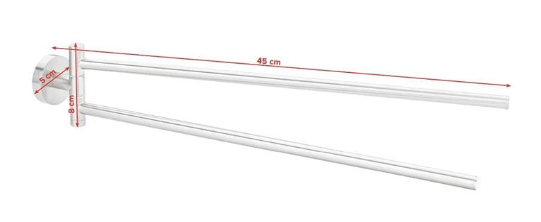 TESA MOON držák ručníků 456 mm, dvojramenný, otočný, nerez ocel 40303-00000-00 Technický nákres