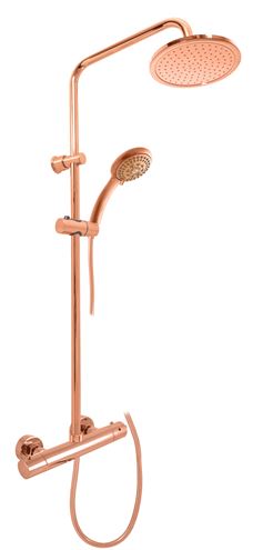 RAV SLEZÁK VERONA sprchový set s termostatickou baterií, horní sprcha, ruční sprcha s 5 proudy, tyč, hadice, kartáčované růžové zlato TRM82/7ZRK Obrázek - Hlavní obrázek