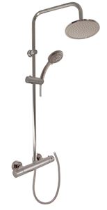 RAV SLEZÁK VERONA sprchový set s termostatickou baterií, horní sprcha, ruční sprcha s 5 proudy, tyč, hadice, kartáčovaný metal grey