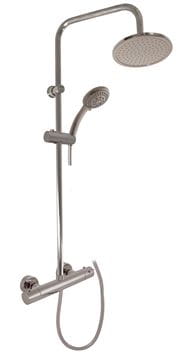 RAV SLEZÁK VERONA sprchový set s termostatickou baterií, horní sprcha, ruční sprcha s 5 proudy, tyč, hadice, kartáčovaný metal grey