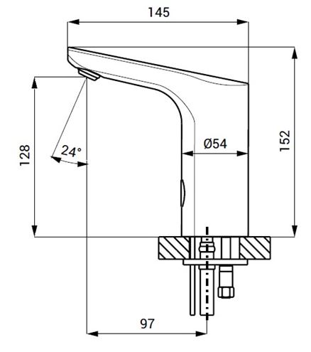CONCEPT 100 umyvadlová senzorová baterie pro jednu vodu, napájení ze sítě, chrom SLU 80N-PT Technický nákres