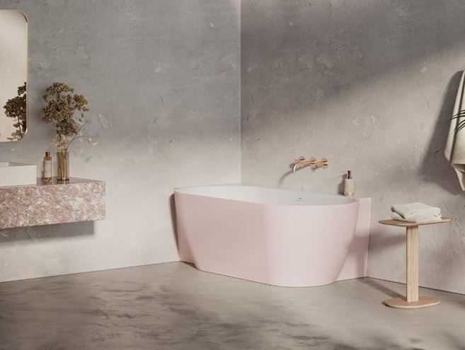 CONCEPT FREE CORNER L rohová vana 174,5x86 cm, s nožičkami, akrylát, snowwhite/alabaster pink CC91650000 Obrázek - fotka