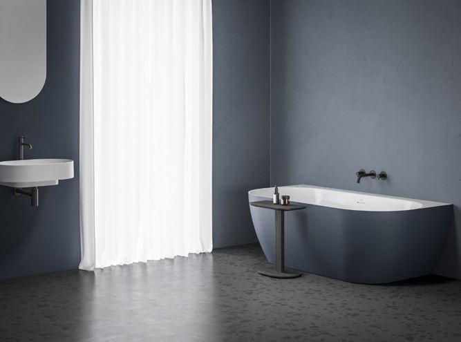 CONCEPT FREE WALL vana 170x87 cm, s nožičkami, akrylát, snowwhite/deepsea blue CE31450000 Obrázek - fotka