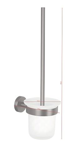 TESA MOON GRAPHITE WC štětka, nástěnná, sklo, grafit 40591-00000-00 Technický nákres