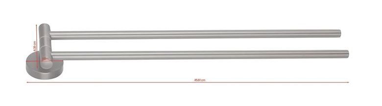 TESA MOON GRAPHITE držák ručníků 456 mm, dvojramenný, otočný, grafit 40592-00000-00 Technický nákres