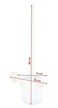 TESA MOON WHITE WC štětka, nástěnná, sklo, bílá 40571-00000-00 Technický nákres