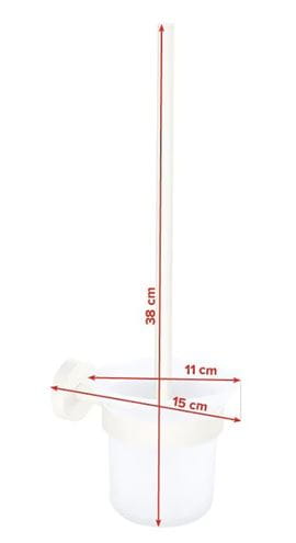 TESA MOON WHITE WC štětka, nástěnná, sklo, bílá 40571-00000-00 Technický nákres