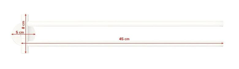 TESA MOON WHITE držák ručníků 456 mm, dvojramenný, otočný, bílá 40572-00000-00 Technický nákres