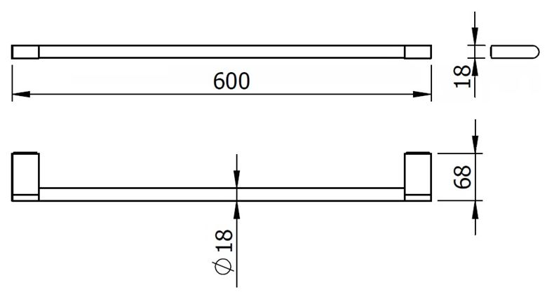 LANGBERGER LESINA držák ručníku 600 mm, matná černá 2129001A-BP Technický nákres