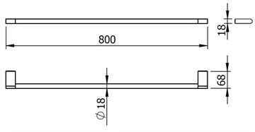 LANGBERGER LESINA držák ručníku 800 mm, chrom 2129001B Technický nákres