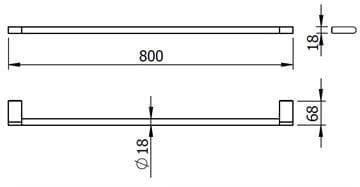 LANGBERGER LESINA držák ručníku 800 mm, matná černá 2129001B-BP Technický nákres