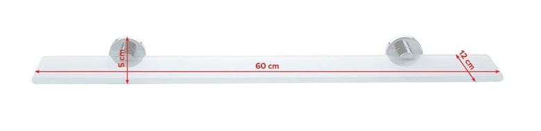 TESA SMOOZ police 600 mm, nástěnná, sklo, chrom 40326-00000-00 Technický nákres