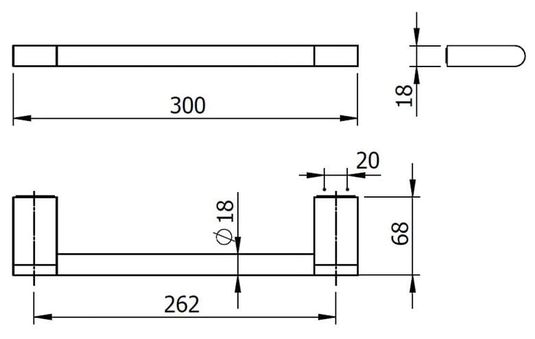 LANGBERGER LESINA madlo 300 mm, k vaně, chrom 2138056A Technický nákres