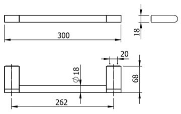 LANGBERGER LESINA madlo 300 mm, k vaně, chrom 2138056A-BP Technický nákres