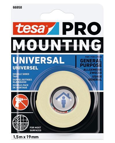 TESA PRO MOUNTING UNIVERSAL lepicí páska 19mm, 1,5m, bílá 66958-00006-00 Obrázek - Hlavní obrázek