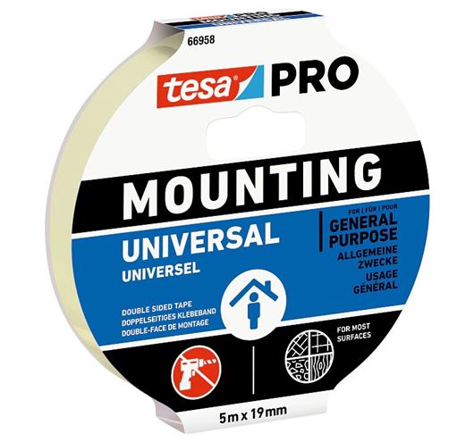 TESA PRO MOUNTING UNIVERSAL lepicí páska 19mm, 5m, bílá 66958-00007-00 Obrázek - Hlavní obrázek