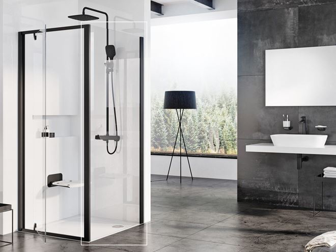 CONCEPT PIVOT STYLE PT-PPS boční stěna 100x190 cm, černá/čiré sklo 90GA0300Z15 Obrázek - fotka